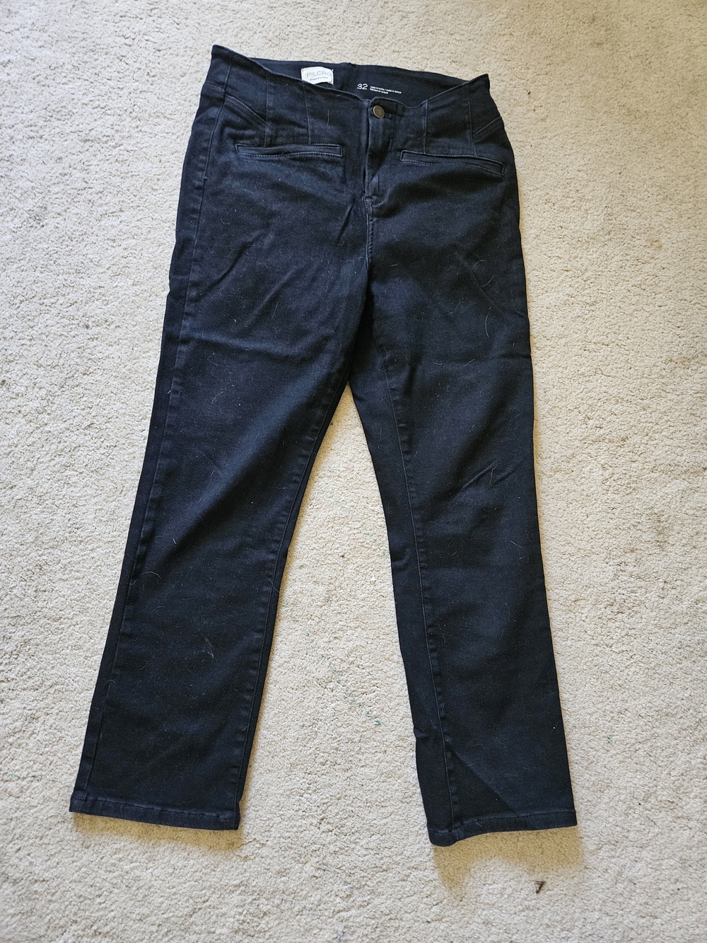 Anthropologie Pilcro Phila Black Straight-Leg Pants 32 Womens Denim